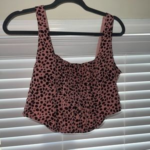 Pink cheetah print bustier crop top